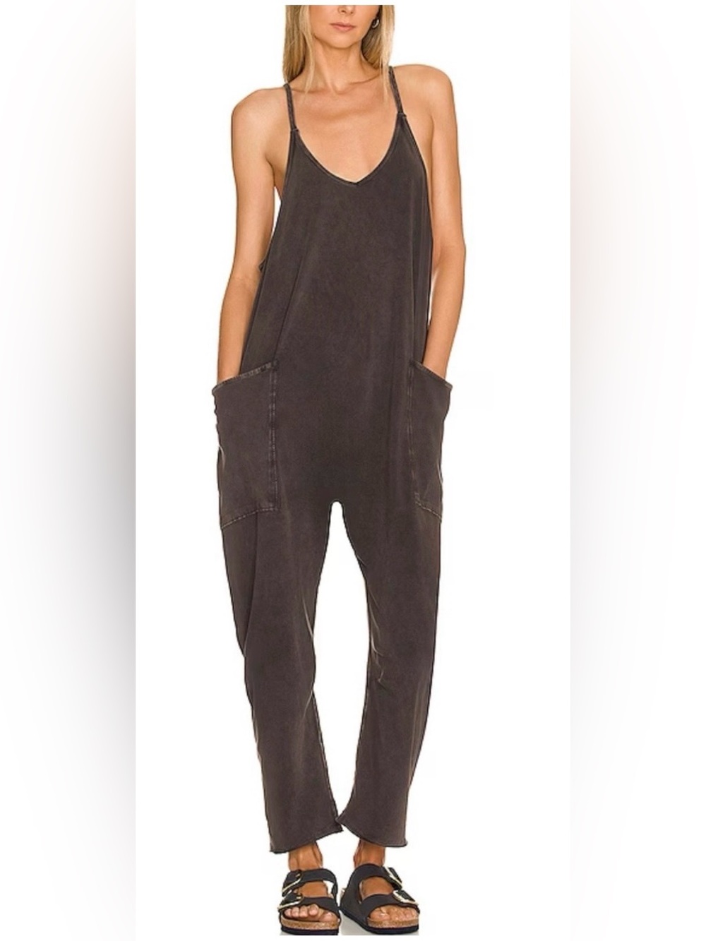Free People Movement Hot Shot relaxed fit Onesie. Size S. Washed Black Cotton